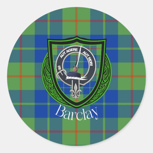 Barclay Scottish Clan Tartan & Crest ラウンドシール (正面)