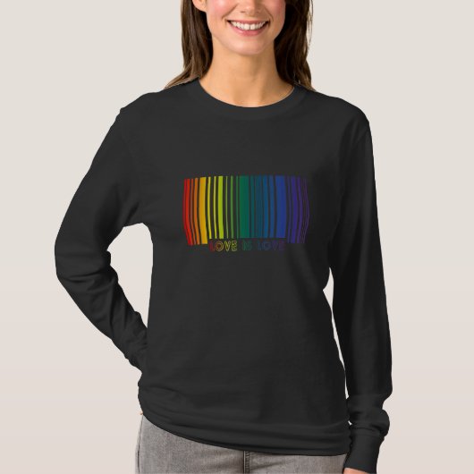 Barcode Love Is Love LGBT Pride Tシャツ (正面)
