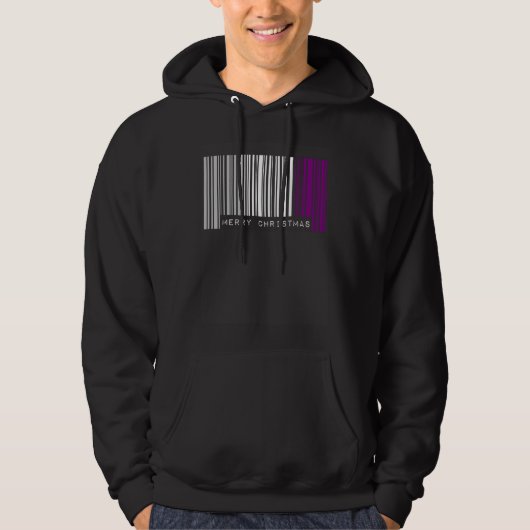 Barcode Merry Christmas Asexual Pride Flag LGBTQ Q パーカ (正面)