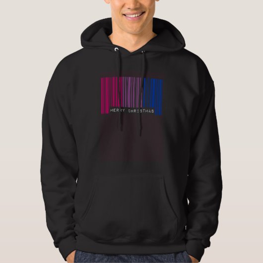 Barcode Merry Christmas Bisexual Pride Flag LGBTQ  パーカ (正面)