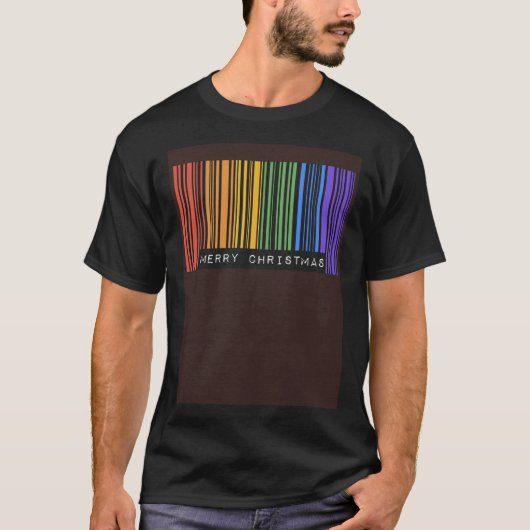 Barcode Merry Christmas Gay Pride Flag LGBTQ Queer Tシャツ (正面)