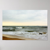 Barcos y oleaje desde la orilla de la playa ポスター (正面)