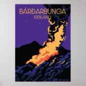 Bárðarbunga, iceland travel poster. plaque ポスター (正面)