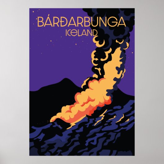 Bárðarbunga, iceland travel poster. plaque ポスター (正面)