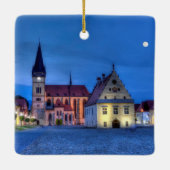 Bardejov、スロバキア、HDRの古い町の広場 セラミックオーナメント (裏面)
