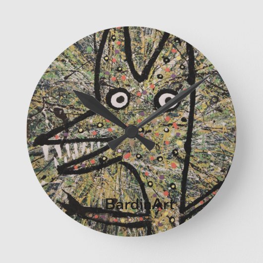 BardinArtの時計の"ないヘッドライト" ラウンド壁時計 (正面)