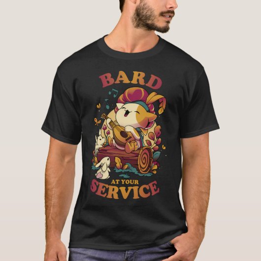 Bard'S Call - Cute Cat Gamer Tシャツ (正面)
