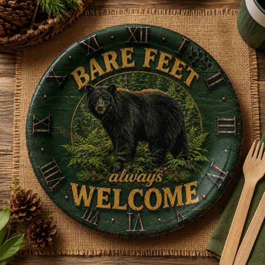 Bare Feet Always Welcome Rustic Bear Cabin ペーパープレート