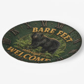 Bare Feet Always Welcome Rustic Bear Cabin ペーパープレート (アングル)