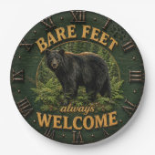 Bare Feet Always Welcome Rustic Bear Cabin ペーパープレート (正面)