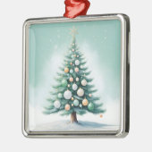 Bare Green Pine Tree | Silver Green Orange メタルオーナメント (左)