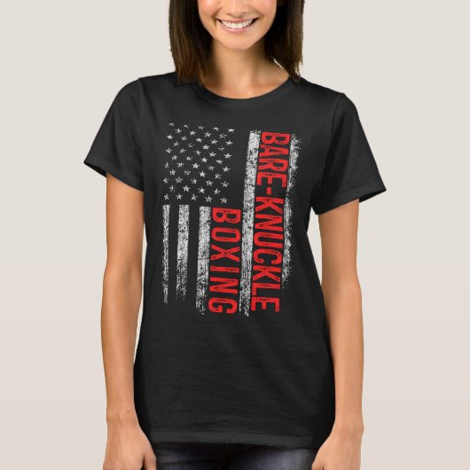 Bare Knuckle Boxing American Flag 4th of July Figh Tシャツ (正面)