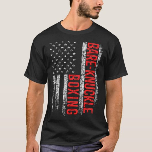 Bare Knuckle Boxing American Flag 4th of July Figh Tシャツ (正面)