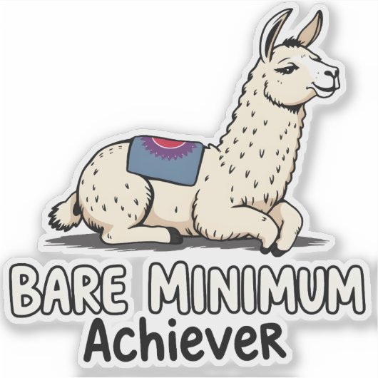 Bare Minimum Achiever Funny Llama Lazy Humor  シール (正面)
