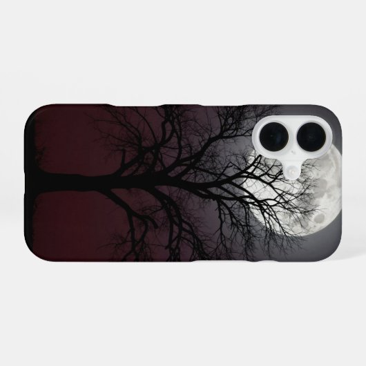 Bare Tree and Full Moon Dark Case iPhone 16ケース (裏面横)