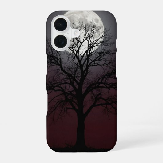 Bare Tree and Full Moon Dark Case iPhone 16ケース (裏面)