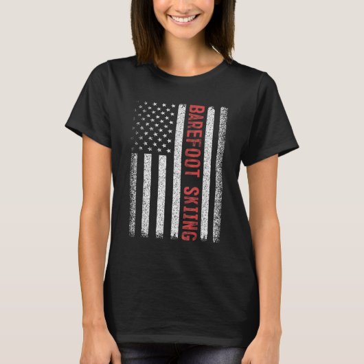 Barefoot Skiing American Flag 4th Of July  Tシャツ (正面)
