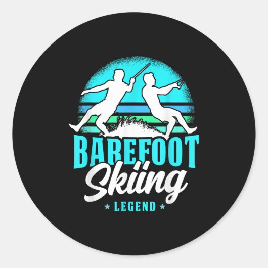 Barefoot Skiing Legend Retro Style Water Sport Ski ラウンドシール (正面)