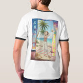 Barefoot Sunset Stroll – Tropical Beach Art  Tシャツ (裏面)