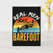 Barefoot Water Skiing Skier Funny Real Men Ski Bar カード (黄色い花)