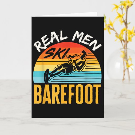 Barefoot Water Skiing Skier Funny Real Men Ski Bar カード (黄色い花)