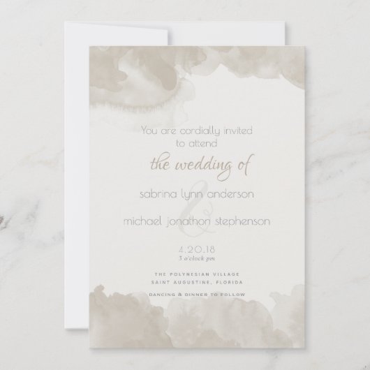 BarefootBrideによるキノコの水彩洗浄™ 招待状 (正面)