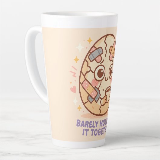 Barely Holding It Together カフェラテマグ (左アングル)