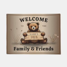 Bärengruß mit persönlichem Namensschild Familien ドアマット