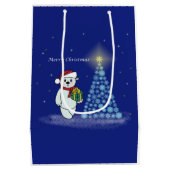 Bärenkind neben dem Weihnachtsbaum ミディアムペーパーバッグ (裏面)