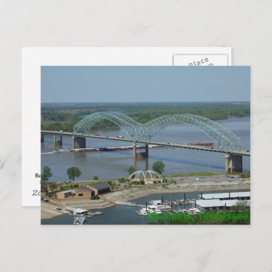 Barge on Misissippi Riverはがき ポストカード (正面/裏面)