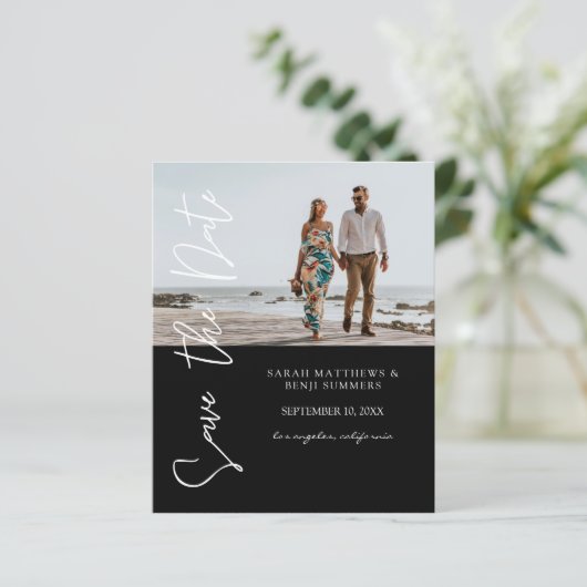 Bargin写真とタイポグラフィ日付を保存ブラック4 (スタンド正面)