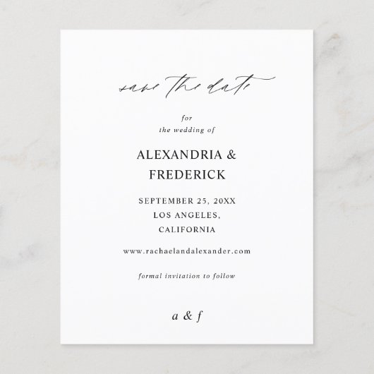 Bargin Instant Photo White Chic Save the Date (裏面)