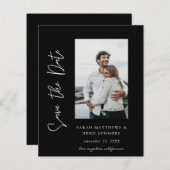 Bargin Photo & HandタイポグラフィSave the Date Black (正面/裏面)