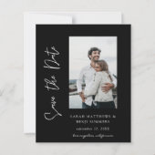 Bargin Photo & HandタイポグラフィSave the Date Black (正面)