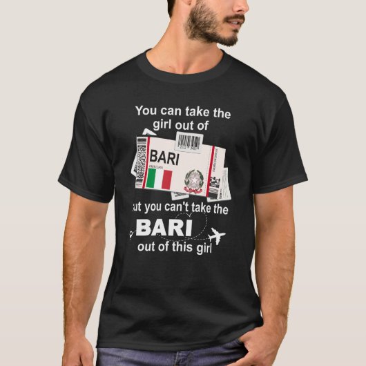 Bari Boarding Pass Bari Girl Bari Tシャツ (正面)