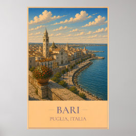 Bari, Italy – Vintage Travel Poster ポスター