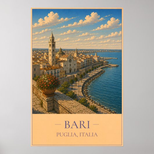 Bari, Italy – Vintage Travel Poster ポスター (正面)