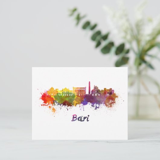 Bari skyline in watercolor ポストカード (スタンド正面)