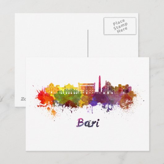 Bari skyline in watercolor ポストカード (正面/裏面)
