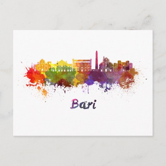 Bari skyline in watercolor ポストカード (正面)