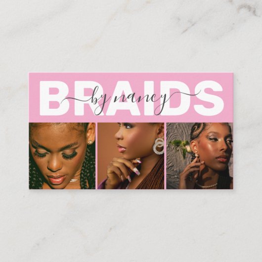 Barids Typography Photo Qr Code Logo Pink 名刺 (正面)