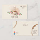 baristaのモダンな水彩画のコーヒー・マグによってはカフェが開花します 名刺 (正面/裏面)