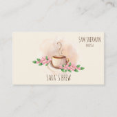 baristaのモダンな水彩画のコーヒー・マグによってはカフェが開花します 名刺 (正面)