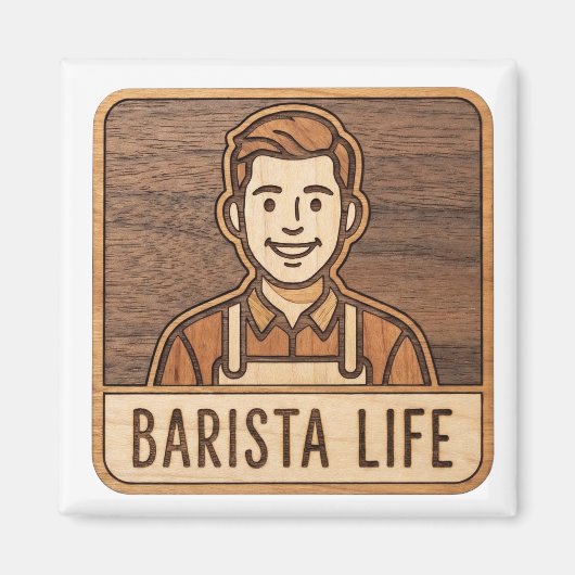 Barista Life Wooden マグネット (正面)