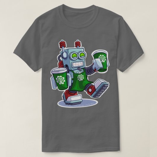 BaristaBot 9000ロボット Tシャツ (デザイン正面)