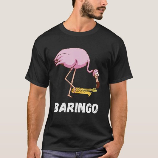 Baritone Flamingo Saxophonist Euphonium Saxophone  Tシャツ (正面)