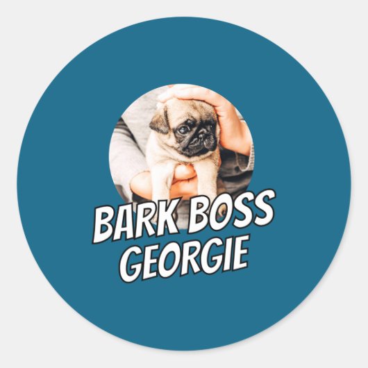 Bark Boss Pet Dog Photo Modern Simple Cool  ラウンドシール (正面)