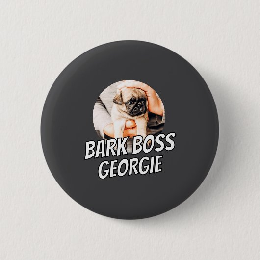 Bark Boss Pet Dog Photo Modern Simple Cool  缶バッジ (正面)