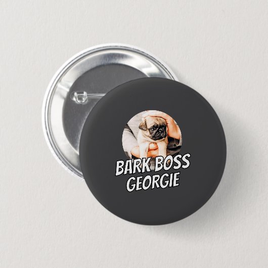 Bark Boss Pet Dog Photo Modern Simple Cool  缶バッジ (正面&裏面)