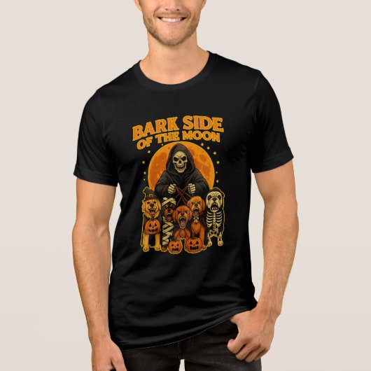 Bark Side of the Moon  Halloween Dog Grim Reaper トライブレンドＴシャツ (正面)